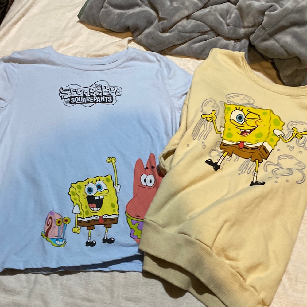 OFFICIAL NICKELODEON SPONGEBOB SQUAREPANTS SHIRT AND CREWNECK SET